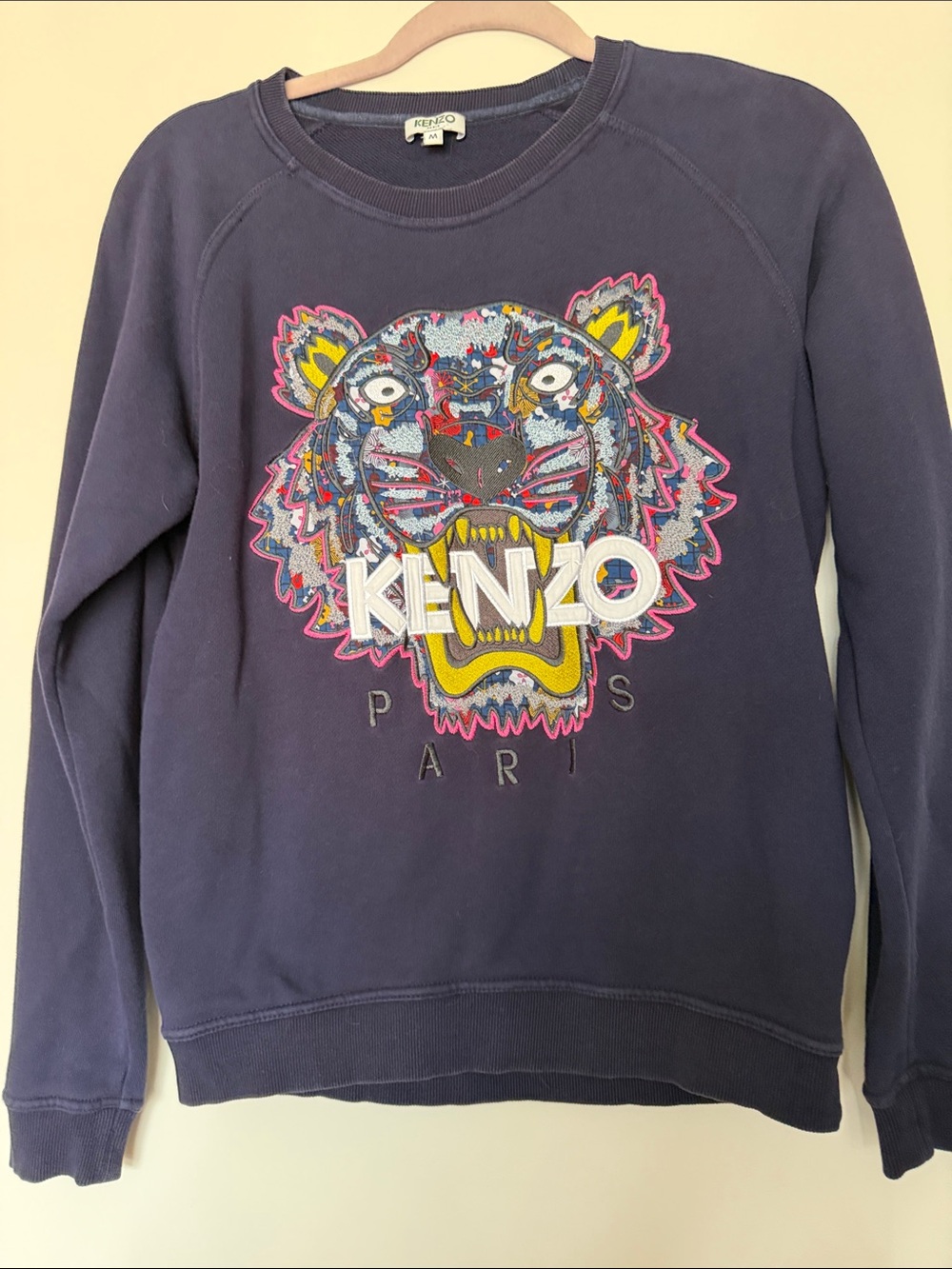 Kenzo Navy Sweatshirt with Multicolor Tiger Patch